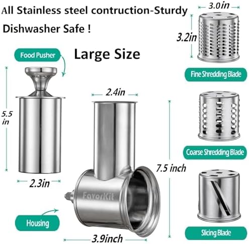 FavorKit Chesse Grater Slicer Shredder Attachment for Kitchenaid
