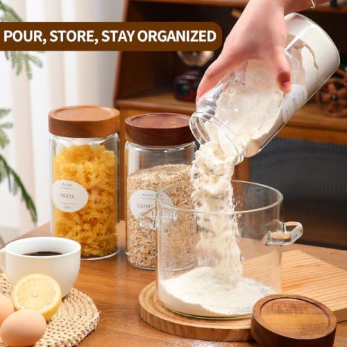 3 Pcs 40.5 oz/1200ml Glass Jars with Airtight Screw-On Wooden Lids