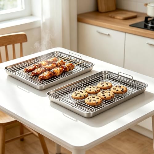 15.9" Large Stainless Steel Baking Sheet with Rack & Glove, Nonstick