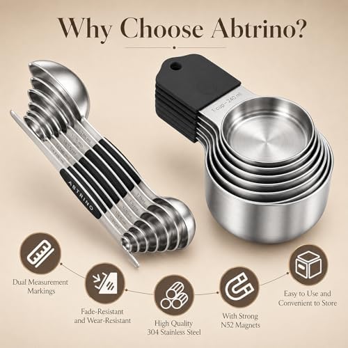 Magnetic Measuring Cups and Spoons Set - 304 Stainless Steel