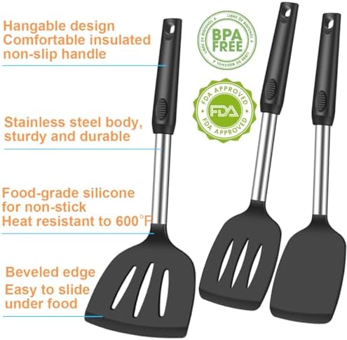 KLAQQED Spatula Set Silicone Heat Resistant for Nonstick Cookware