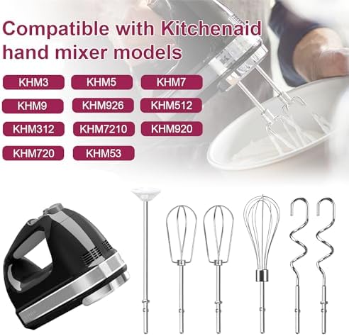 Hand Mixer Beaters Attachments, Whisk, Dough Hooks, and Liquid