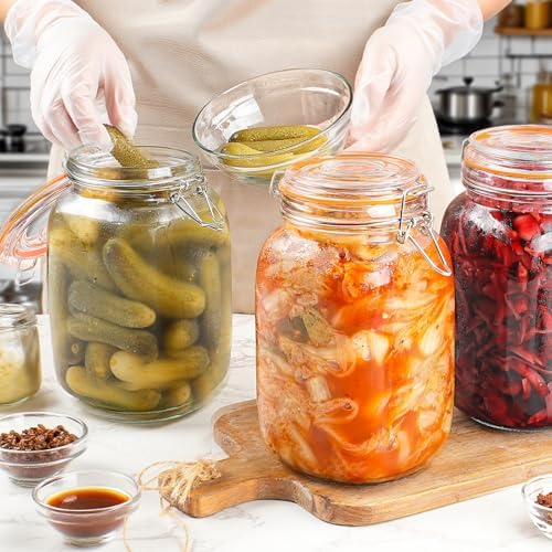Qianfenie 50 oz Glass Jars with Airtight Lids, Wide Mouth Mason Jars