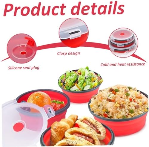 Yeory 4PCs Collapsible Bowls 5/6/7/8 Inch for Camping with Lids