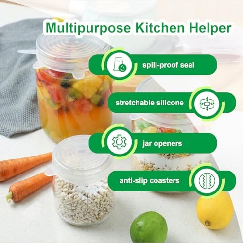 Small Silicone Stretch Lids, 6 Pack, Transparent