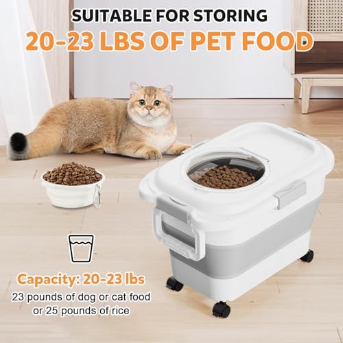 Pet Food Container, Collapsible Dog Food Storage Container with