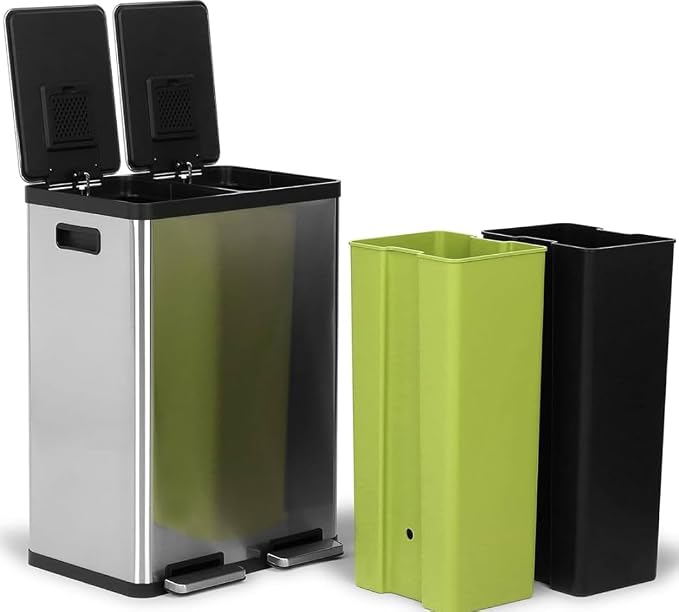 Simpli-Magic 60 Liter / 16 Gallon Rectangular Hands-Free Dual Compartment - Image 3