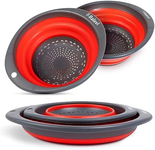 Collapsible Strainers for Kitchen, Red, Set of 2