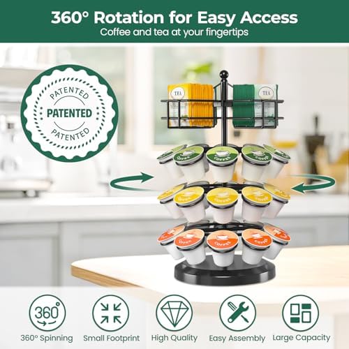 EsLuker.ly K Cup Holder Coffee Pod Organizer Carousel for Countertop