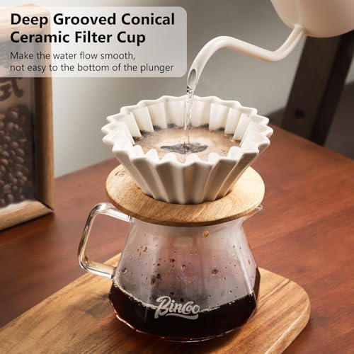 Bincoo 400ML Ceramic Pour Over Coffee Maker Set