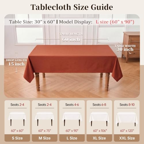 Fall Tablecloth Rectangle 60" x 75", Burnt Orange