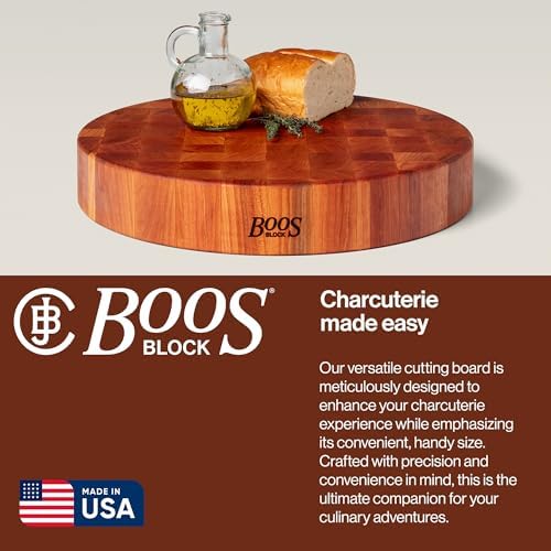 John Boos Round Cherry Cutting Board, 18" x 18" x 3"