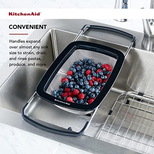KitchenAid Expandable Stainless Steel Colander, Black