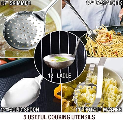 HOMICHEF 14-Piece Nickel Free Stainless Steel Cookware Set - Nickel Free Pots and Pans Set - Non-Toxic, Healthy Induction Cookware