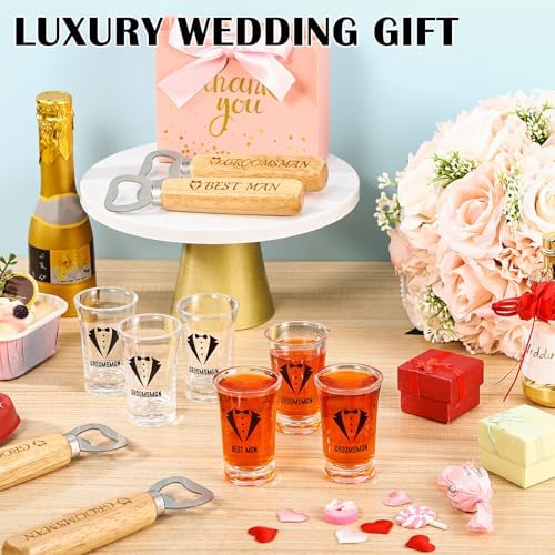 Didaey 12 Pcs Groomsmen Shot Glasses Bottle Openers Best Man Gifts