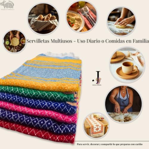 Jacq & Jürgen – Set of 6 Multicolor Cotton Cloth Napkins – 22"x18"