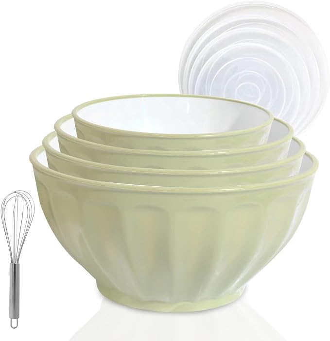 Mixing Bowls with Lids Set, Plastic Prep Bowl with Lid, Mixing Bowl Set by JCXivan
