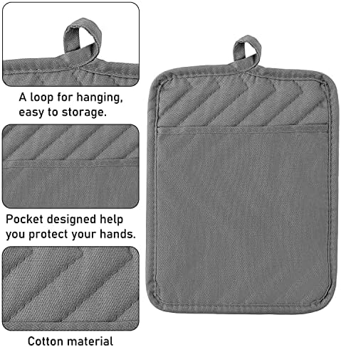 6Pcs Cotton Oven Mitts and Pot Holders Set Durable Hot Pads Machine