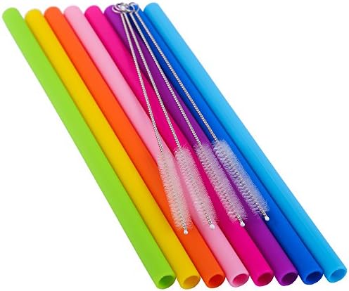 Mcool Silicone Straws 8Pcs Straight Smoothies straws for 30&20 oz