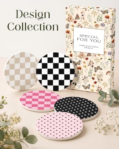 Oqplog 2 Pack Ceramic Absorbent Drink Coasters for Women