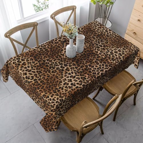 Leopard Rectangle Tablecloths 60x84 Inches Brown Cheetah Leopard Print