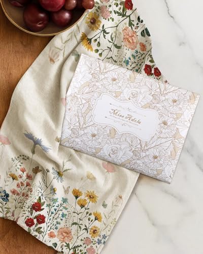 Miss Adola Flour Sack Kitchen Towels Set of 2, Retro Flower
