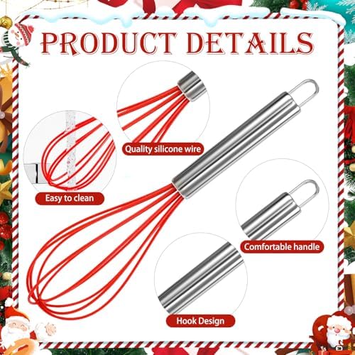 8 Sets 10 Inch Christmas Whisks Gifts with Ribbons Greeting Cards