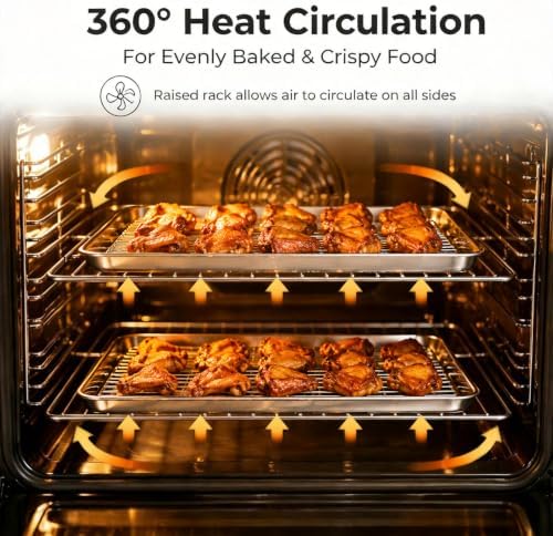 Onader 9x13 Inch Stainless Steel Quarter Sheet Pan, Baking Sheet with