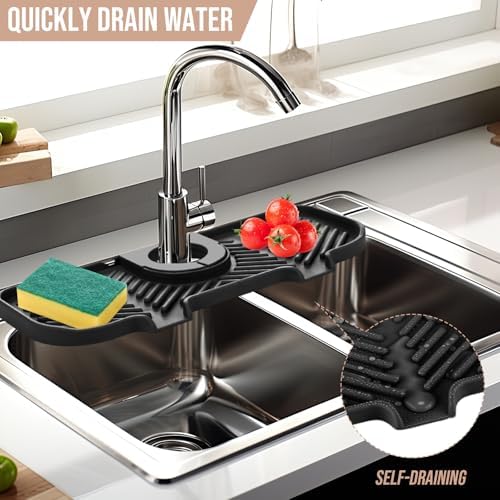 Teenyyou 2 Pcs Silicone Faucet Splash Guard 10.6 ” x 4.3” Kitchen Sink