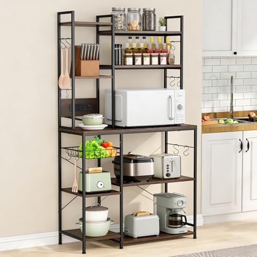 6-Tier Kitchen Microwave Bakers Rack with Power Outlet