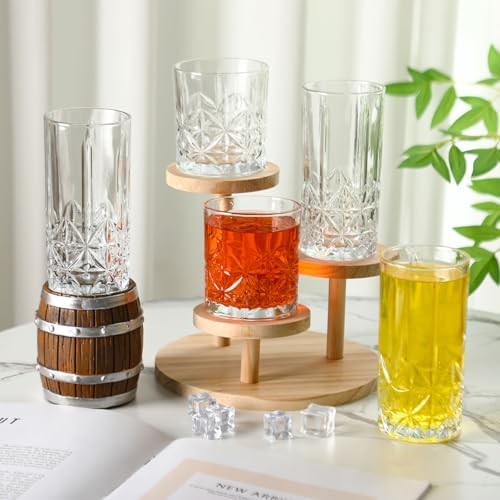 LemonRoad 12 Pcs Drinking Glasses Set Highball Whiskey Glasses, Star