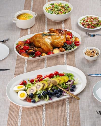 Taeochiy 16" Large Serving Platter - Oval Large Serving Tray, Ceramic