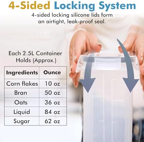 Shazo Small Airtight Cereal Containers, 2 PC, 2.5L