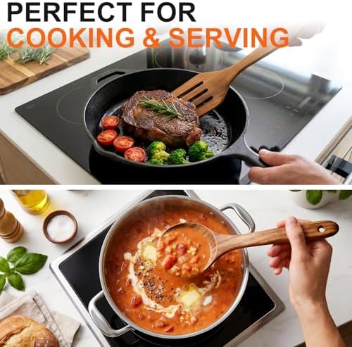 Wooden Spoons for Cooking Kitchen Utensil Set Non Toxic Acacia Wood