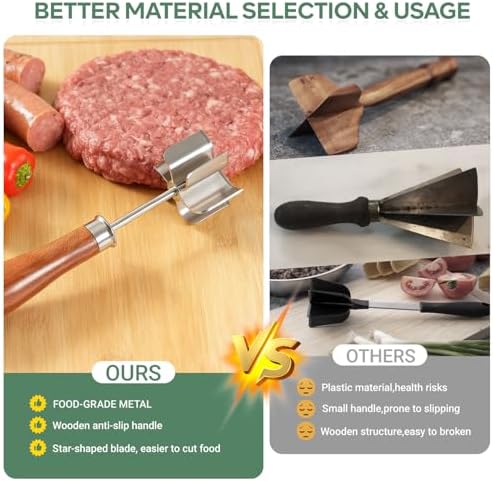 Stainless Steel Meat Chopper & Masher, Ground Beef Chopper Tool