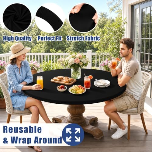 Moosfor 2 Pack Spandex Round Tablecloth, Fitted Table Cloth for 45-56