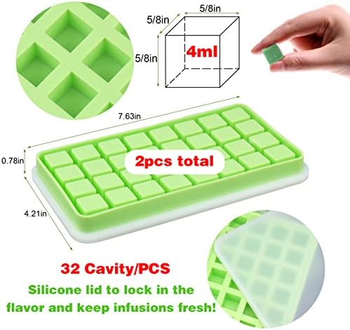 AIERSA Silicone Gummy Molds, 32 Cavity Cube Trays with Lids, 2 Pack
