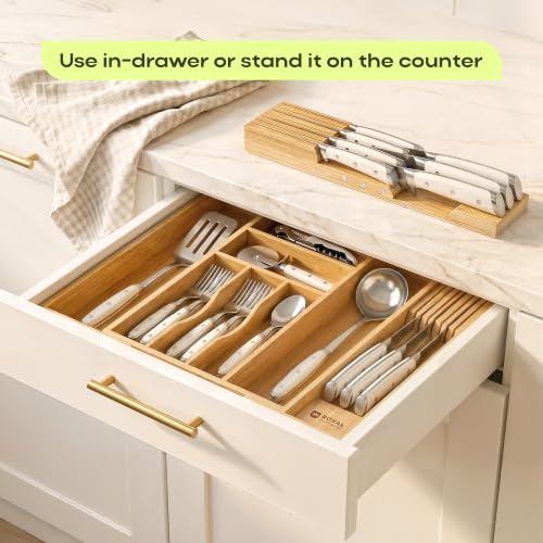 Bamboo In-Drawer Knife Block for 7 Knives