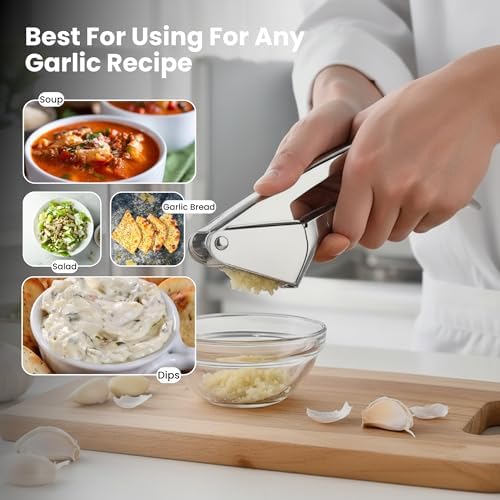 KUYRA Garlic Press, 304 Stainless Steel