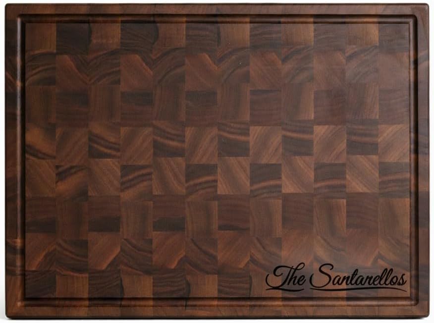 GrainWoods Walnut End Grain Cutting Board, 16 x 10 x 2 Inches