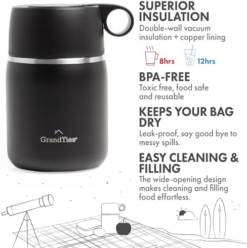 GrandTies Insulated Food Jar for Hot Food