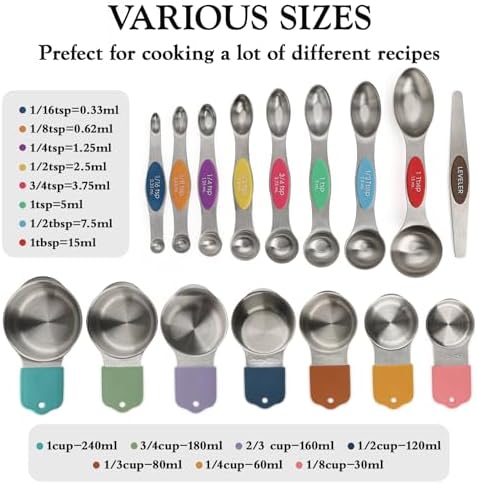 Magnetic Measuring Cups and Spoons Sets Stainless Steel Measuring Cup