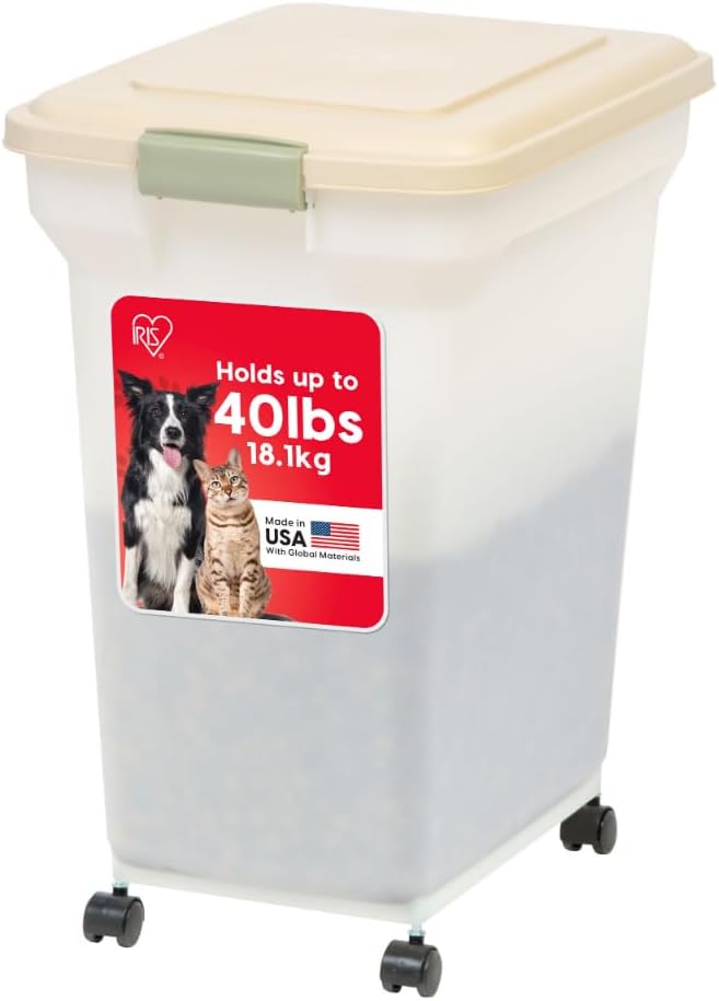 IRIS USA Airtight Dog Food Storage Container, WeatherPro, Removable Wheels by IRISUSA