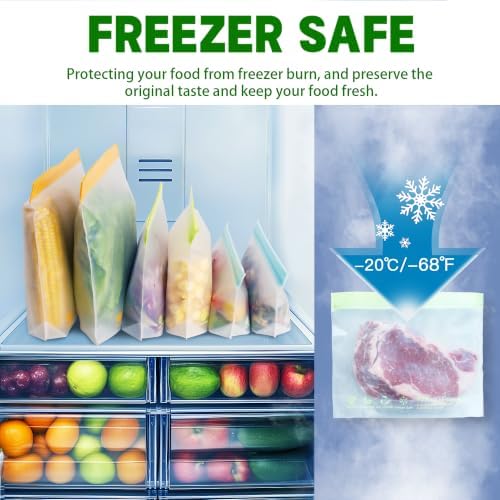 12 Pack Reusable Sandwich Bags, Silicone Bags for Food Storage Freezer