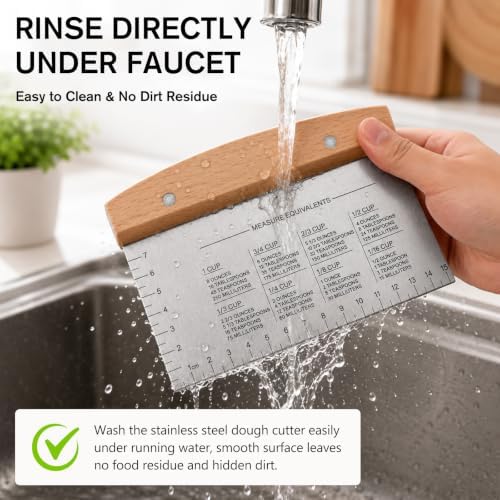 Stainless Steel Dough Cutter & Bench Scraper for Bread, Pizza, Griddle