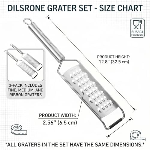 18/8 Stainless Steel 3-Piece Hand Cheese Grater Set