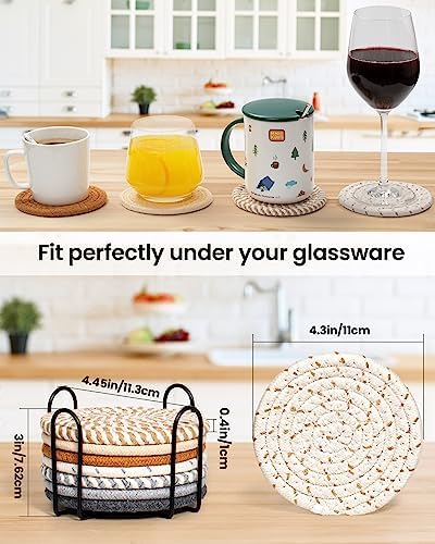 Effectyou 8 Pcs Drink Coasters with Holder, 8 Colors Absorbent