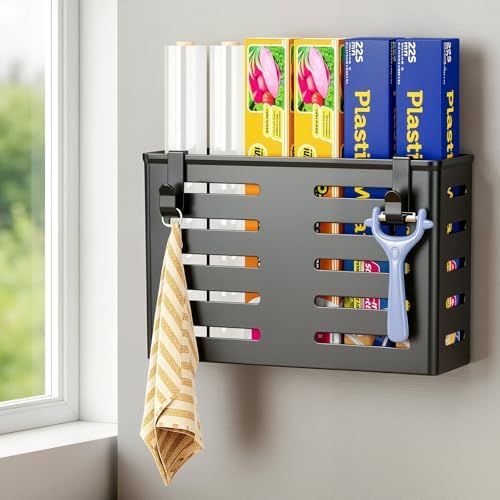 Magnetic Storage Basket for Fridge, Plastic Wrap, Foil & Paper