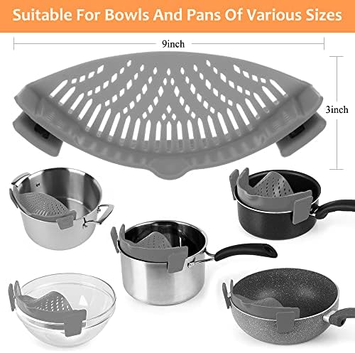 YEVIOR Clip on Strainer for All Pots Pan,Silicone Pasta Strainer