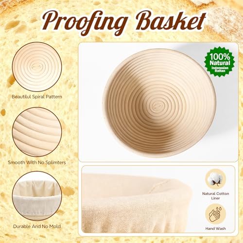 Umite Chef Sourdough Starter Kit, Banneton Baskets Set